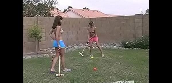  Jordan Capri and Tawnee Stone play croquet
